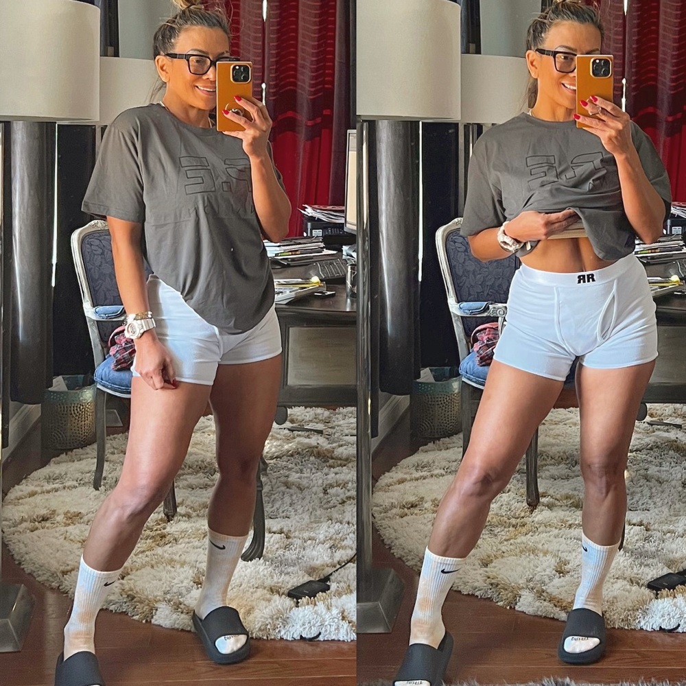 ROTATE RIBBED SHORTS WHITE - Picture 3 of 8